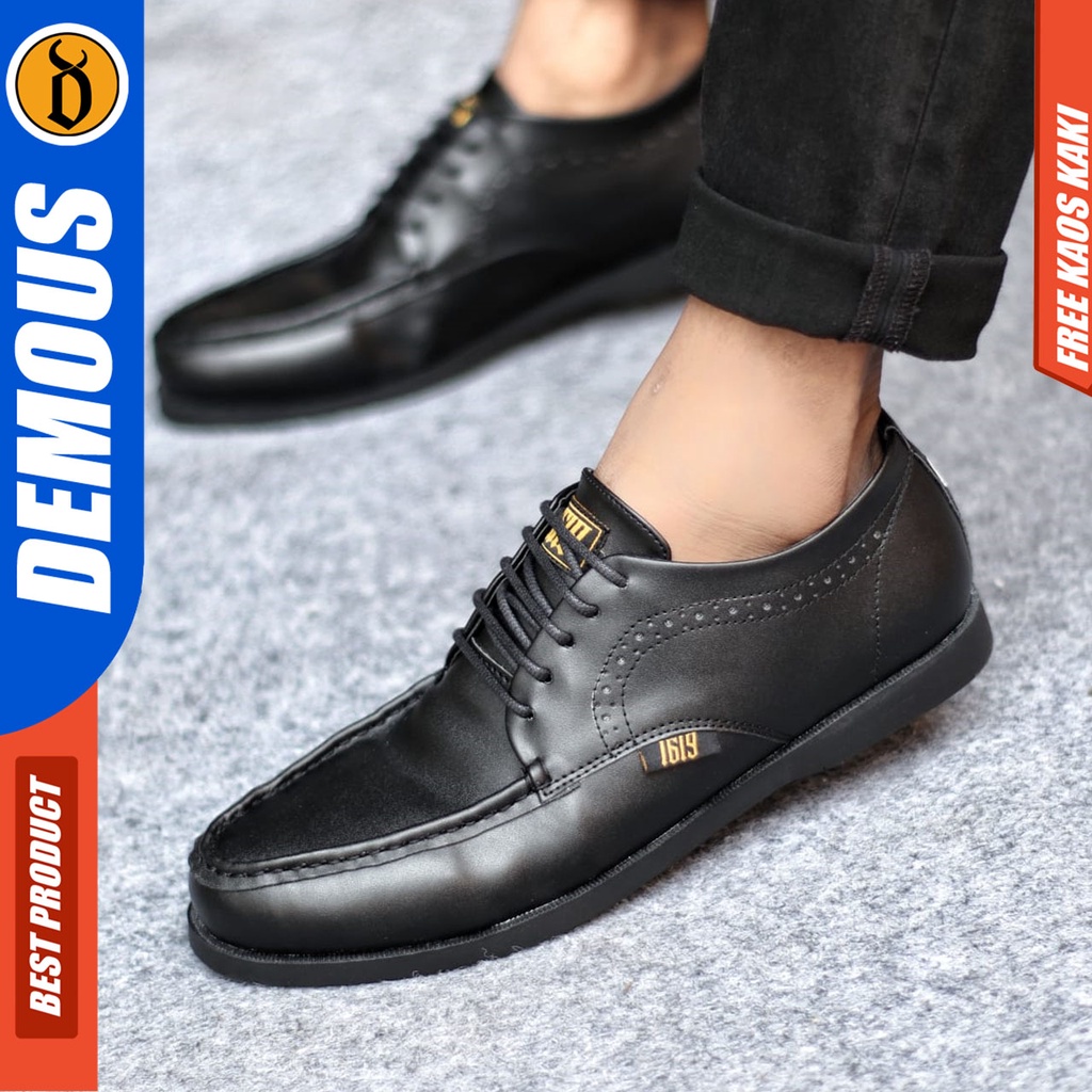 Sepatu Casual Pria Formal Pantofel Hitam Kerja Kantor Kuliah Kondangan Kulit Syntetic Keren Fashion Terbaru