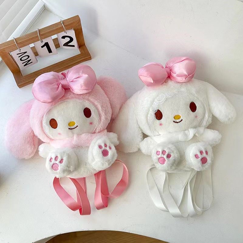 Tas Ransel Wanita Bulu Boneka Sanrio Character Contestants MY MELODY Multifungsi Bisa Ransel + Selempang Perempuan / Backpack Wanita Bulu Empuk Halus Lucu Imut Gemoy Karakter Kartun My Melody