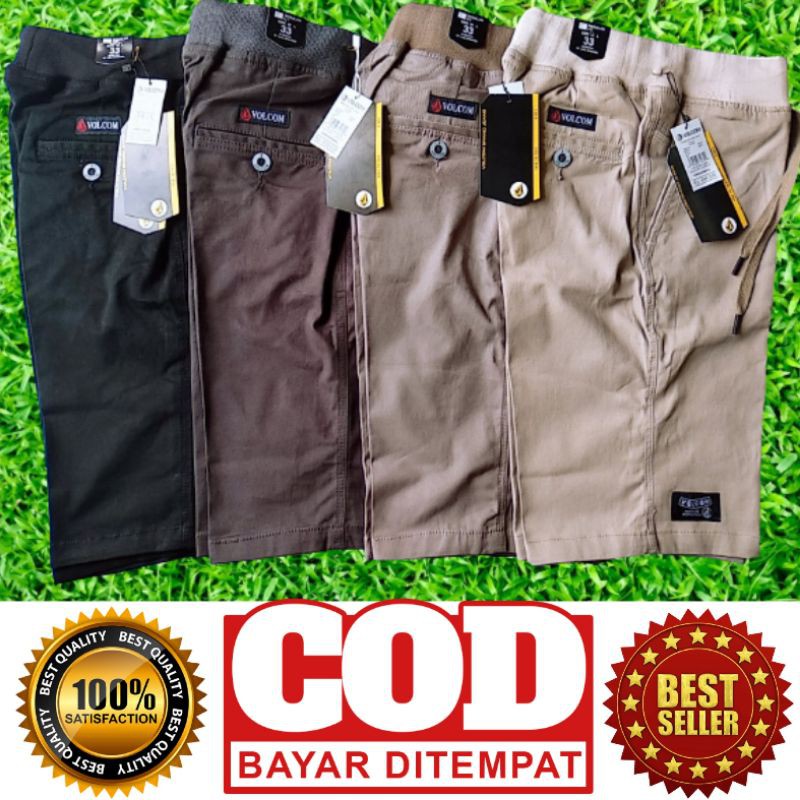 Celana Pendek Chino Pria Bahan Katun Melar Stretch Distro Sufing Jumbo Laki