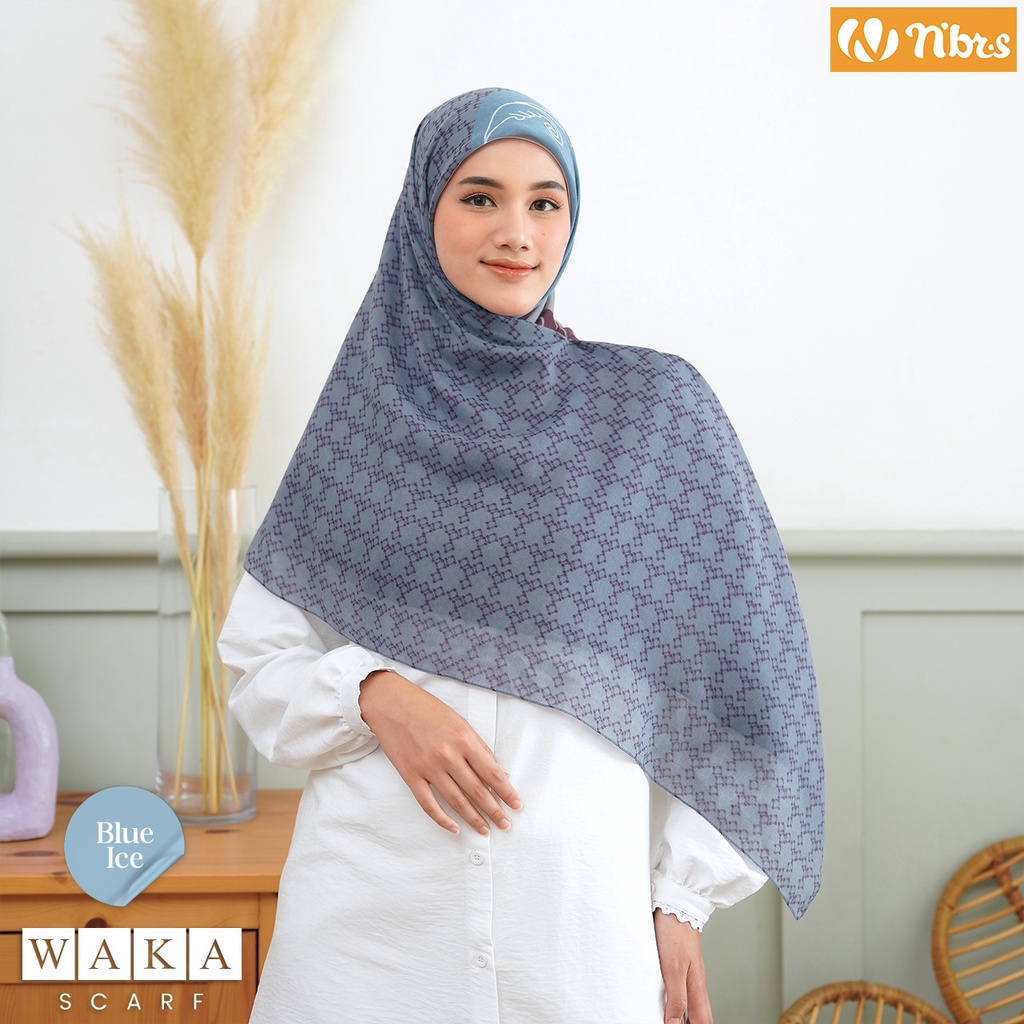 NIbras Hijab Waka Scarf Bahan Voal Jilbab Segiempat Motif Modern Kekinian by NBRS Hijab