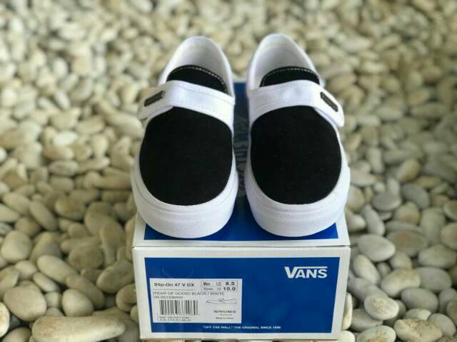 100% PREMIUM FEAR OFF GOD X VANS SLIP ON V 47 DX BLACK WHITE WAFFLE ICC