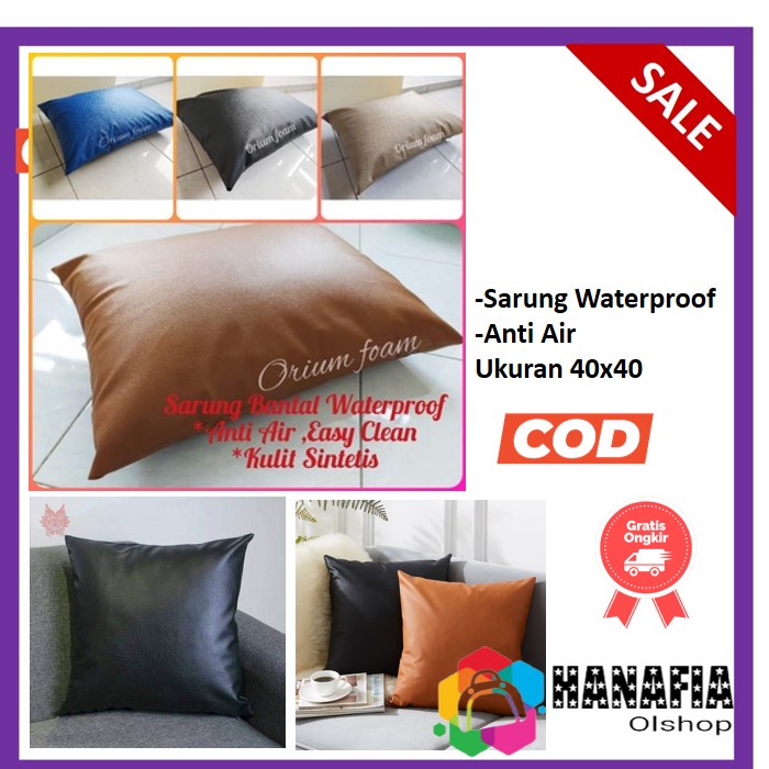 SARUNG BANTAL SOFA KULIT SINTETIS 40X40 PAKAI RESLETING