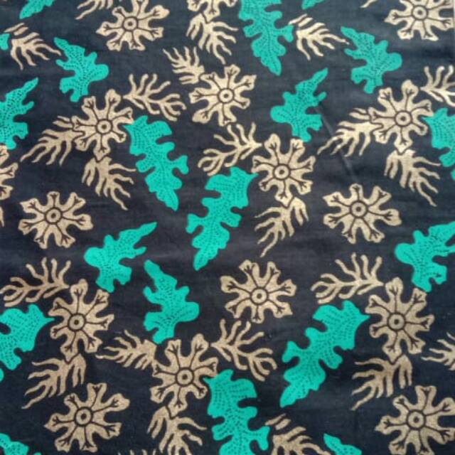 Kain batik prada daun putri malu dan kain brokat ijo tosca