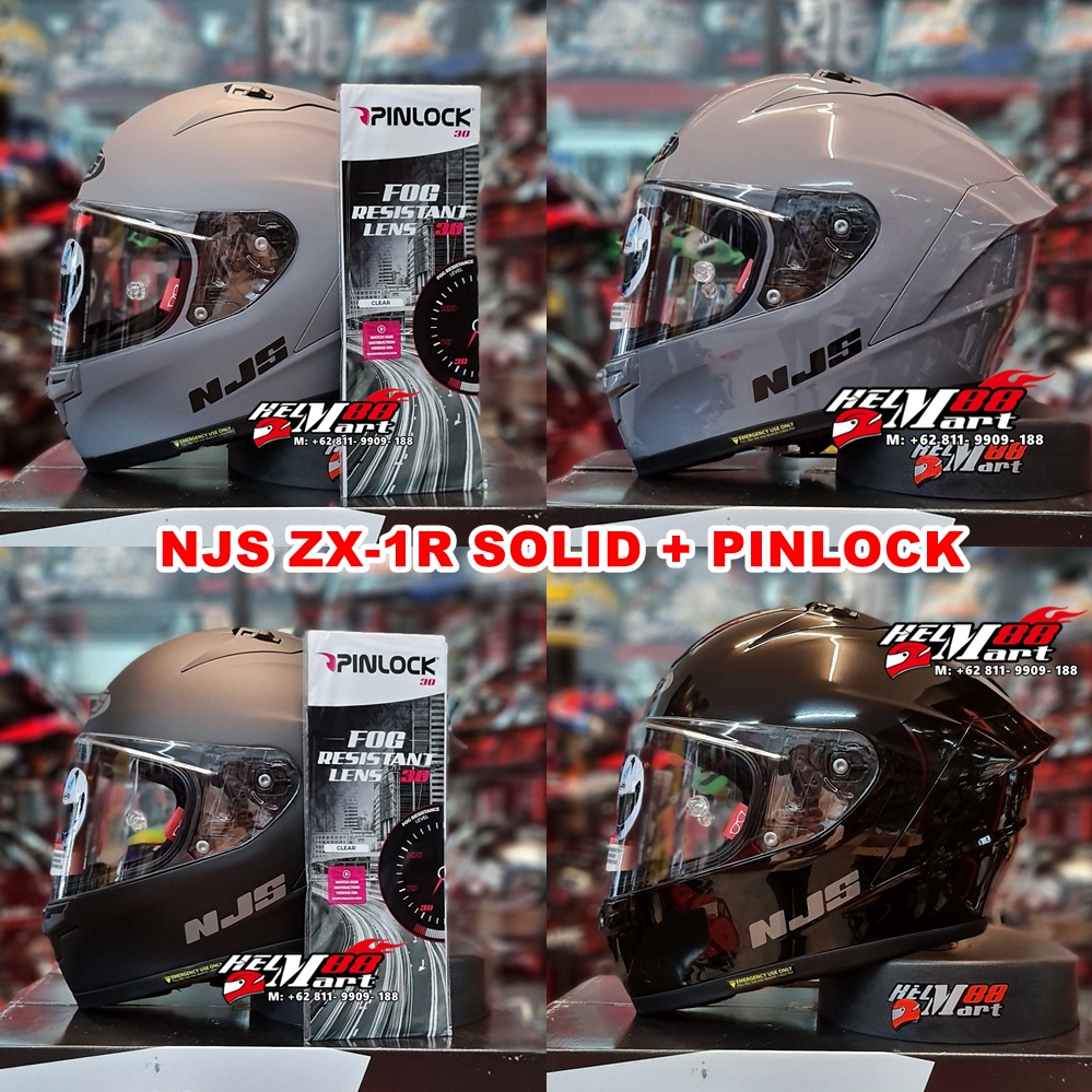 NJS ZX-1R Solid + PINLOCK Antifog Original Helm NJS ZX1R FLAT VISOR NJS ZX1 TERBARU-1
