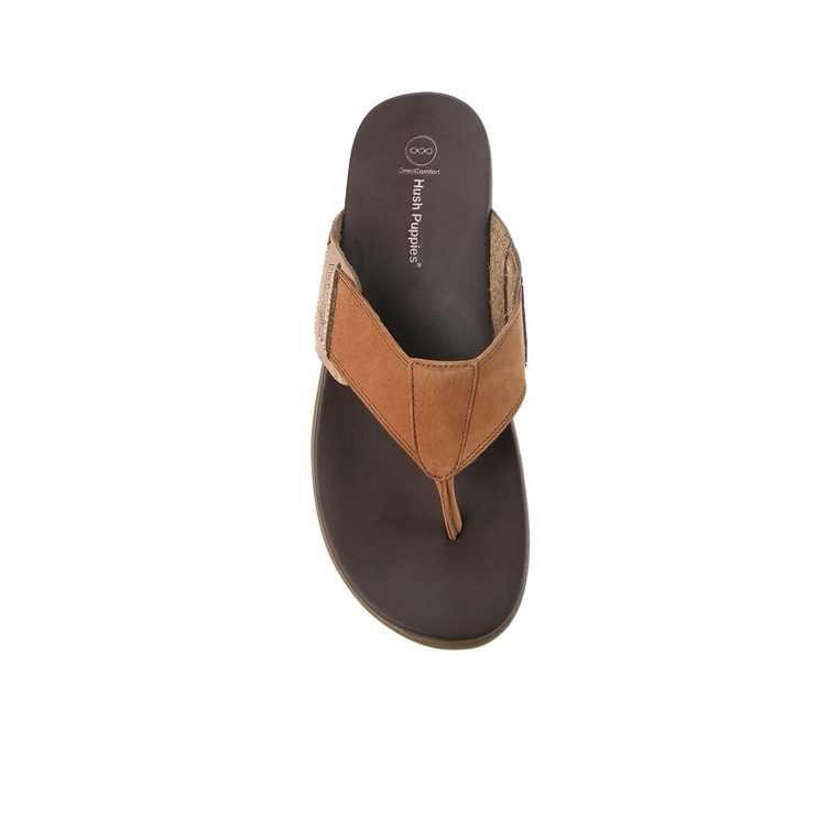 SANDAL JEPIT KULIT HUSH PUPPIES PRIA ORIGINAL CASUAL ASLI COKLAT HM14