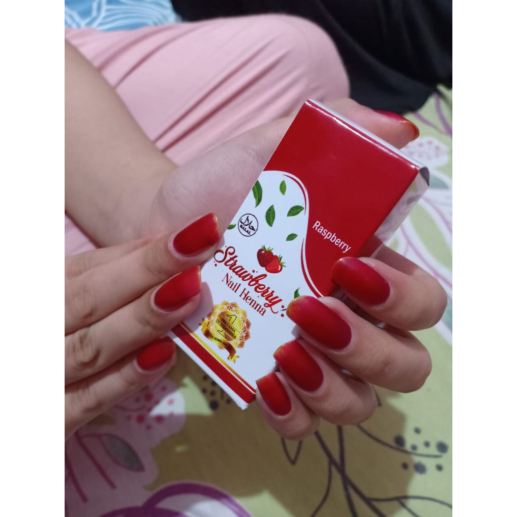 Strawberry Nail Henna 14ml - pacar nail henna original - henna pacar