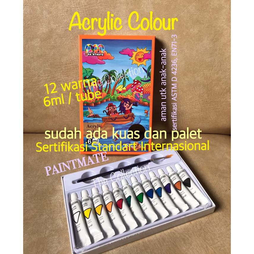 

ATK0656PM 6ml Acrylic Cat 12 warna Paintmate 1212TP06 akrilik impasto