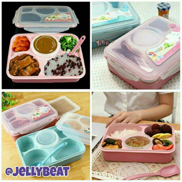 Kotak Makan Lunch box 4 dan 5 sekat / tempat kotak makan soup sup