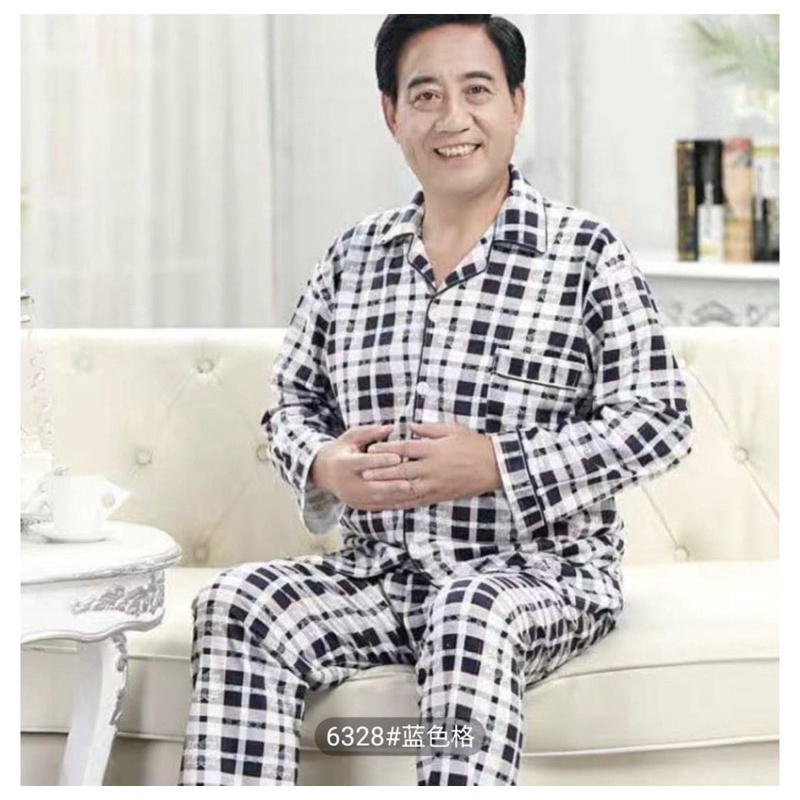 BAJU TIDUR PRIA KATUN IMPORT PIYAMA COWOK REMAJA SETELAN CELANA PANJANG MOTIF KANCING PAJAMAS LAKI