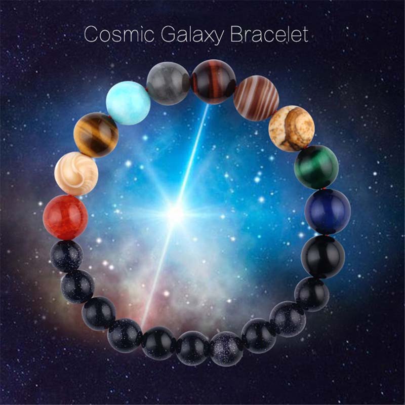 Gelang Manik-Manik Batu Alam Chakra Yoga Galaxy Sistem Tata Surya Untuk Pria Dan Wanita