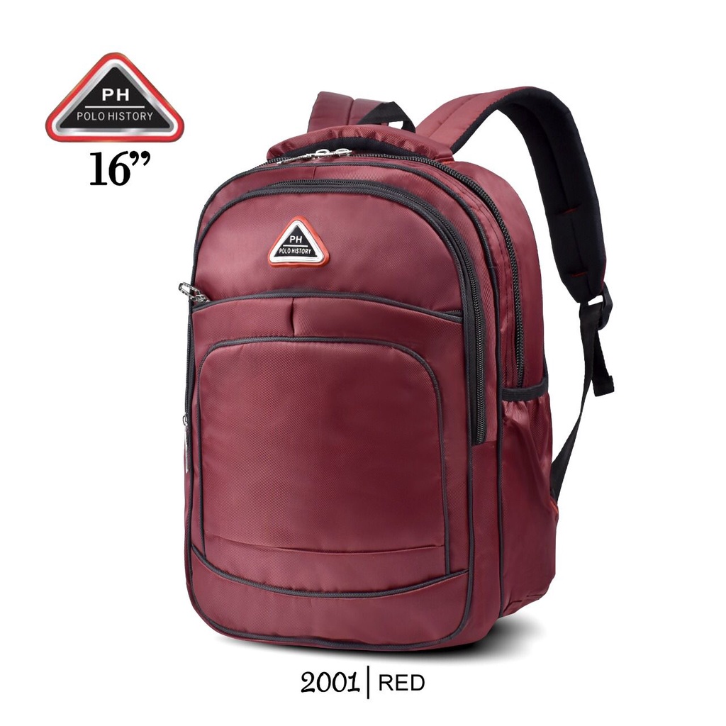 { FF } Tas Ransel Sekolah SD / SMP  Pria &amp; Wanita / Tas kerja  Polo History 2001 ' 16inchi  { Free Rain Cover Logo }