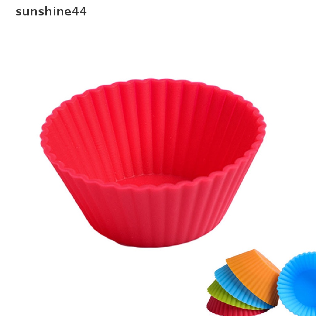 Sunshine 10pcs Cetakan Kue Muffin / Cupcake DIY Bahan Silikon