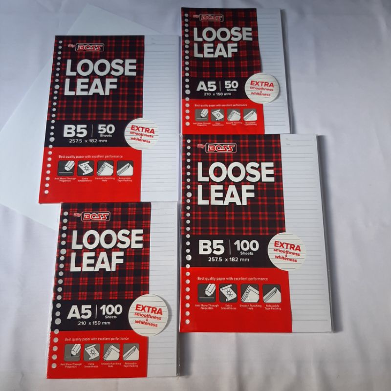 

LOOSE LEAF Big Boss A5/B5 Isi 50/100 Lembar | Isi Binder Motif Garis