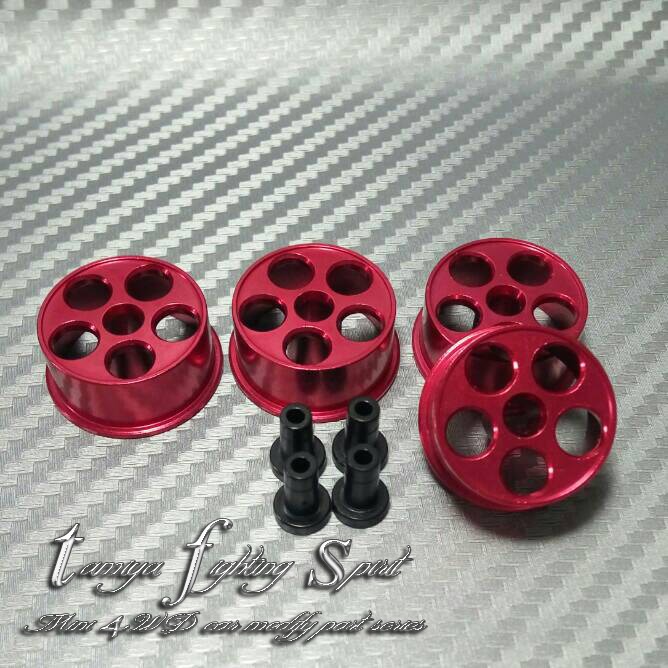 Rep Velg ALU Tamiya 4pcs 94710  Aluminium Wheel  Velg ALU 5 M Red (VA5M04)