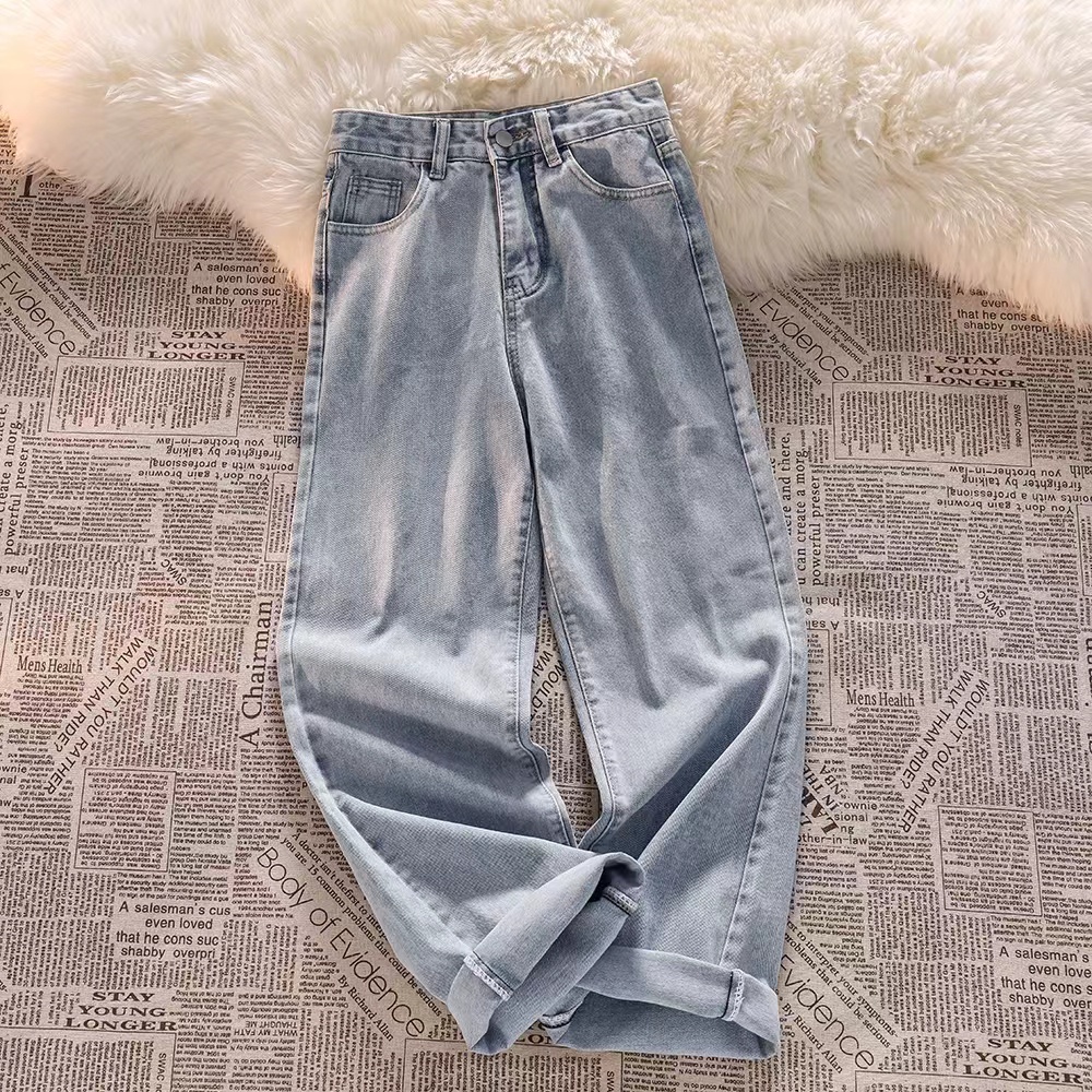 celana jeans wanita terbaru highwaist kulot jeans biru muda