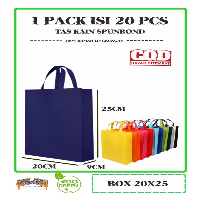 

TERLARIS Tas Spunbond Handle Box Kotak/kantong belanja/goodiebag/murah - Rendom