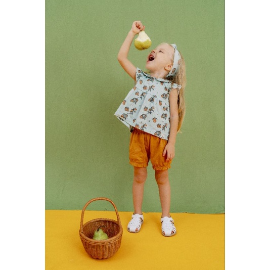 BOHOPANNA VIA SET SETELAN BAJU PENDEK ANAK PEREMPUAN BOHO BABY SETELAN BAJU RUFFLE PRINT 0 - 4 TAHUN