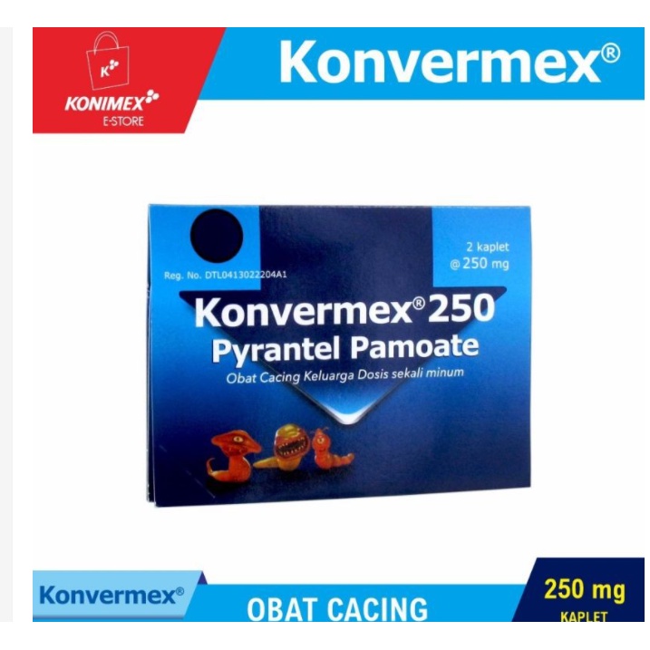 Konvermex obat cacing 250 pyrantel pamoate per strip 2 kaplet