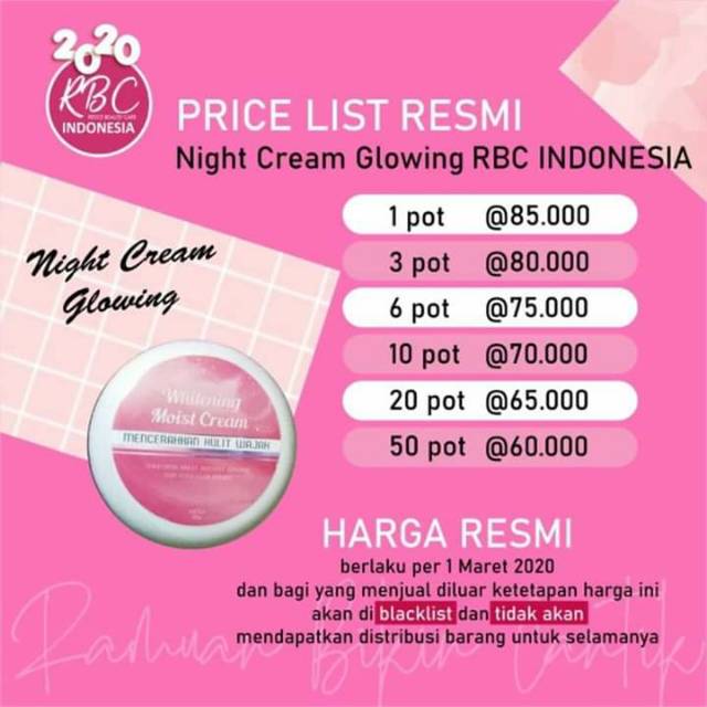 Cream malam glowing rbc