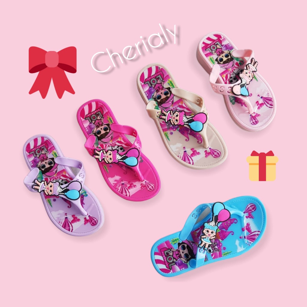 Sandal Jepit Anak Perempuan LOL Karet Import Anak Cewe Motif LOL BALON