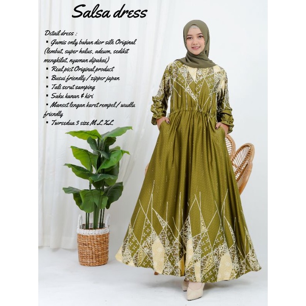 SALSA DRESS / SALWA DRESS / GAMIS MOTIF TERBARU / GAMIS DIOR SILK ORIGINAL