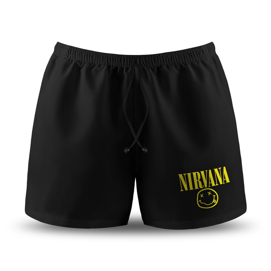 Surfinclo Celana Pendek Boxer Hitam World Band Series Vol.2 Bahan Katun Combed M L XL XXL