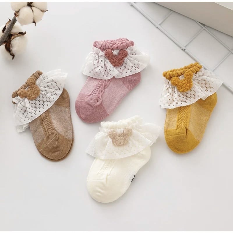 Kaos kaki bayi renda katun  / Baby lace socks / Kaos kaki renda anak perempuan