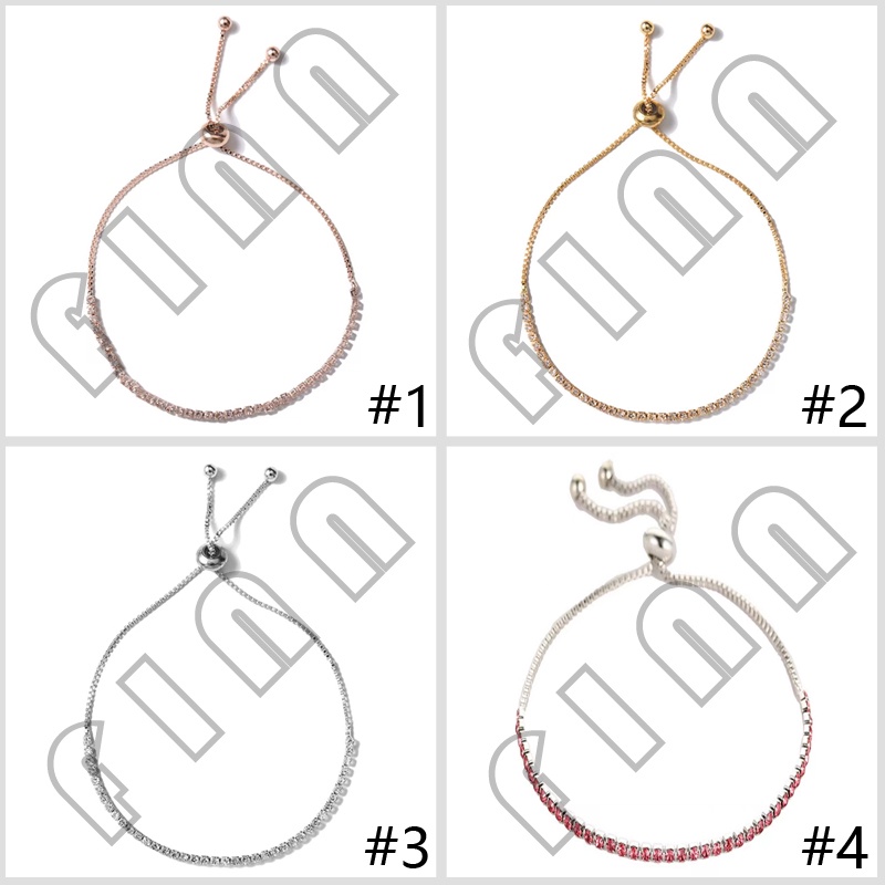 Gelang Serut Adjustable Wanita Imitasi Fashion Berlian Imitasi