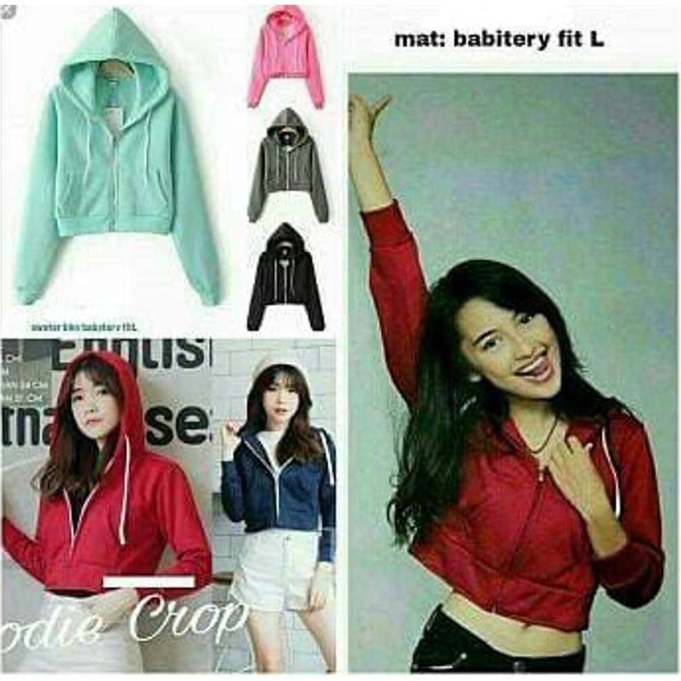 JAKET CEWEK JAKET CROP HOODIE BAJU JACKET SWEATER WANITA BABYTERRY MODIS MURAH RESLETING DEPAN