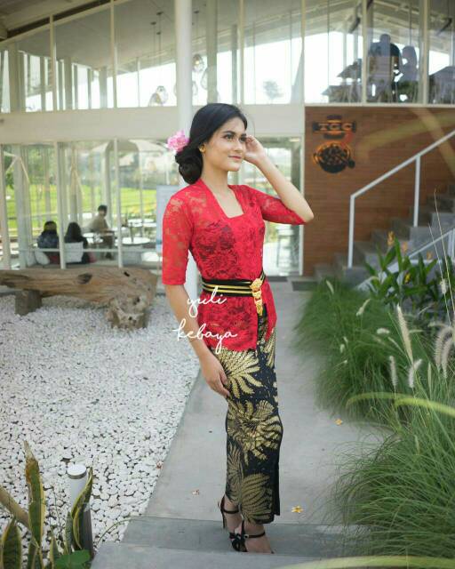 Set kebaya bali kutubaru, kebaya merah | yuli kebaya