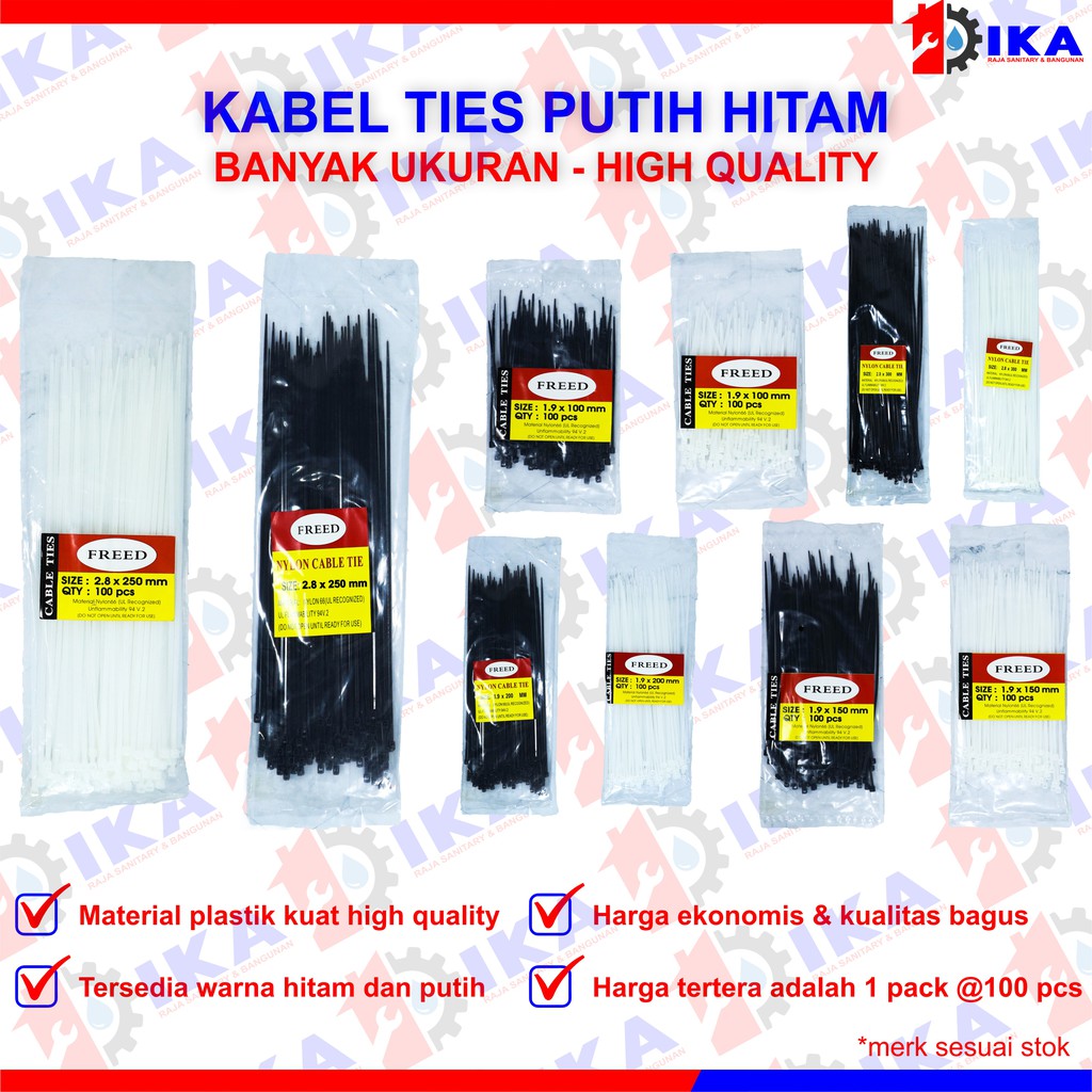 KABEL TIE TIES 10 15 20 25 30 CM / CABLE SERUT PENGIKAT LISTRIK (HARGA 1PAK@100PCS) WARNA KUAT RAPI