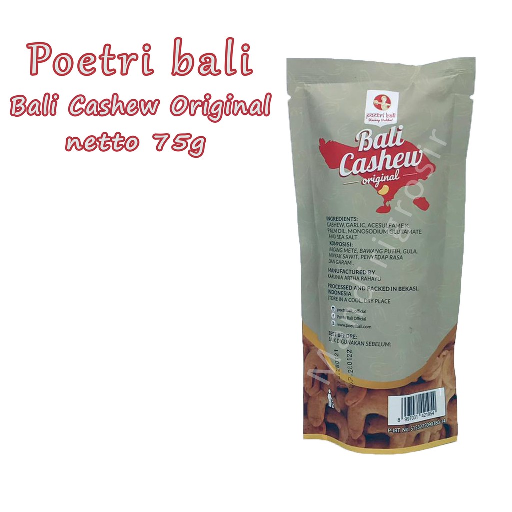 Kacang Bali * Poetri bali * Bali Cashew Original * 75g