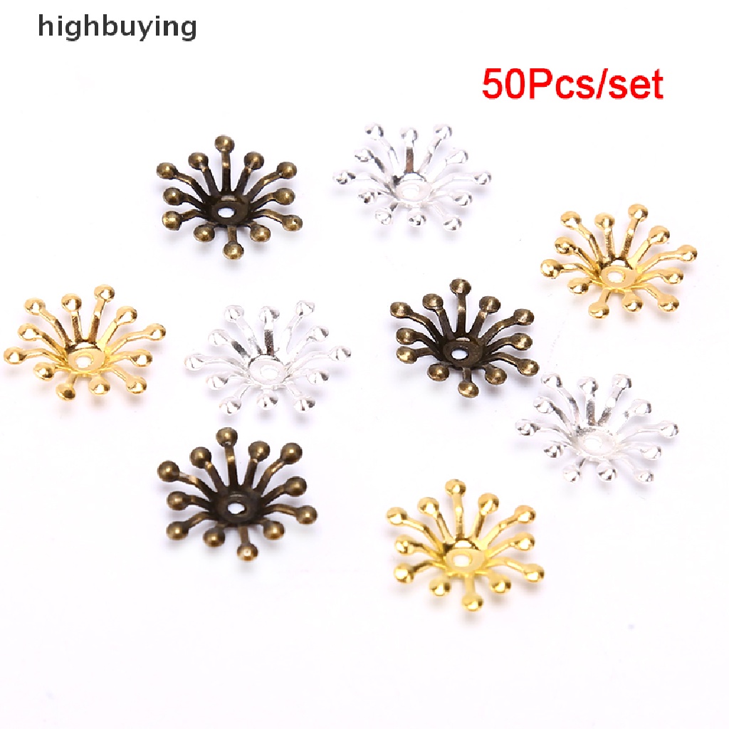 Hbid 50Pcs Konektor Bunga Kerawang Vintage Handmade DIY Bahan Metal Untuk Perhiasan