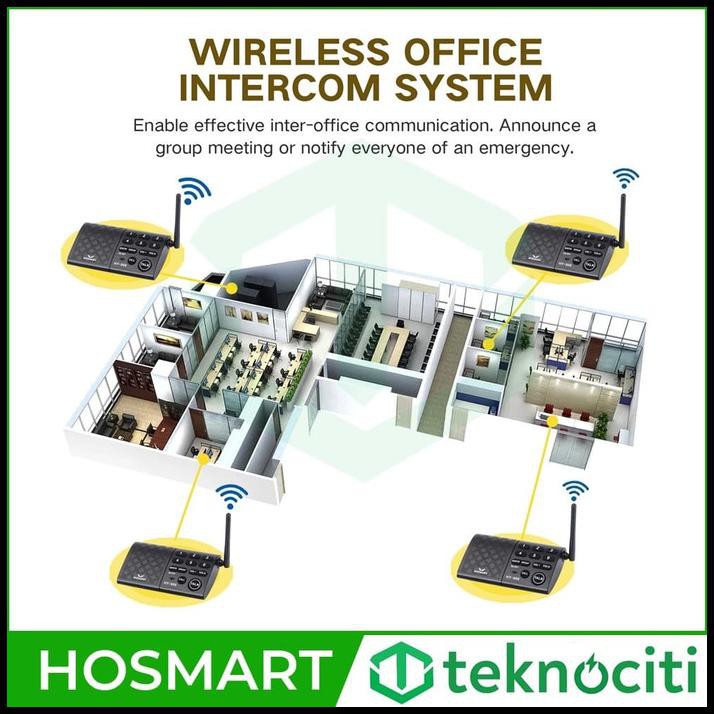 Hosmart Hy806 Wireless Intercom Fm 6 Channel Paket Interkom 5 Station