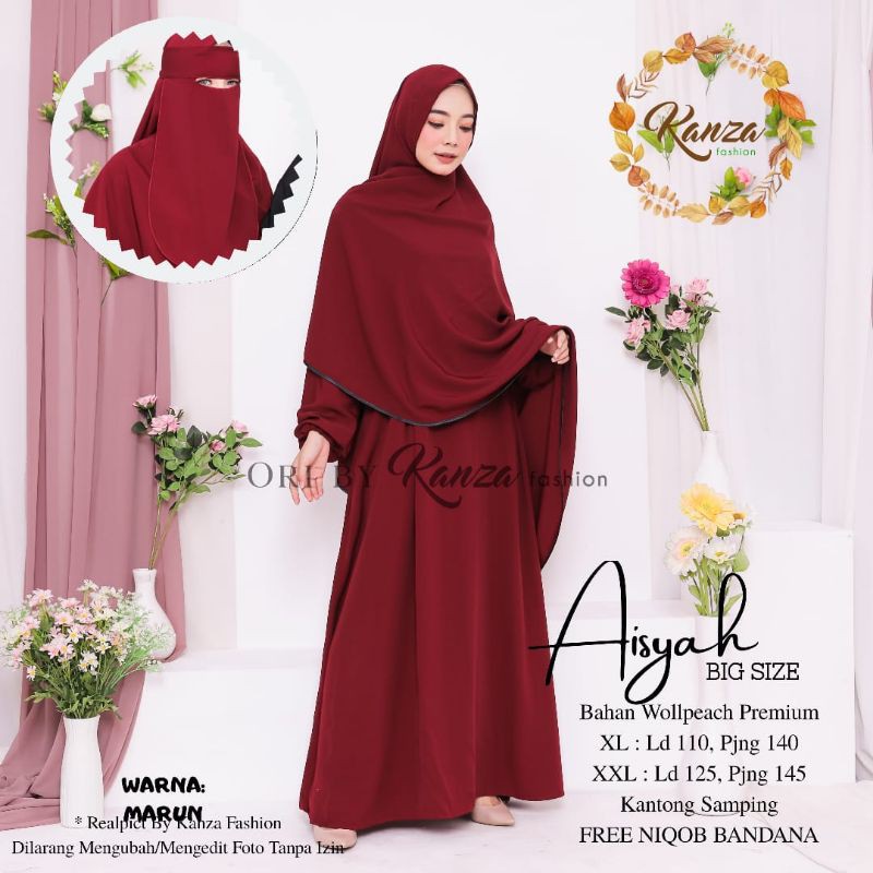 Gamis Polos Aisyah Set Syari Gamis Syari Set Khimar Plus Cadar Gamis Syari Polos Set Jilbab
