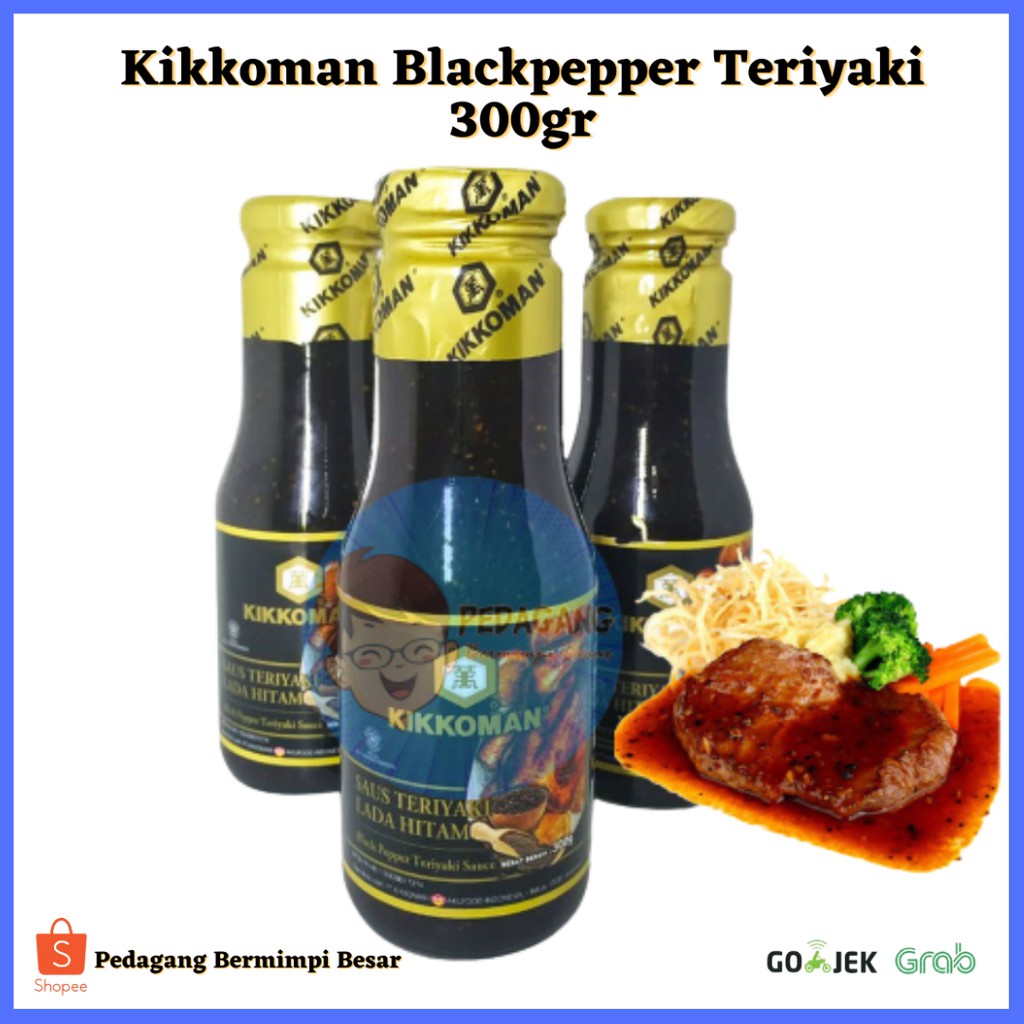 Kikkoman Blackpepper Teriyaki 300gr | Saus Teriyaki Lada Hitam