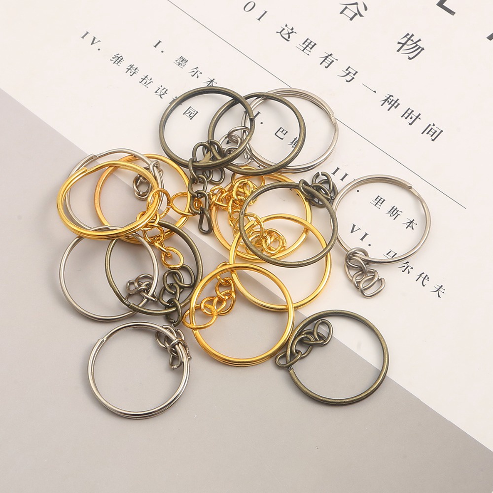 New 10pcs Key Chain Key Ring keychain Brass Rhodium Gold 20mm Long Round Split Keyrings Keychain Jewelry Making Wholesale DIY