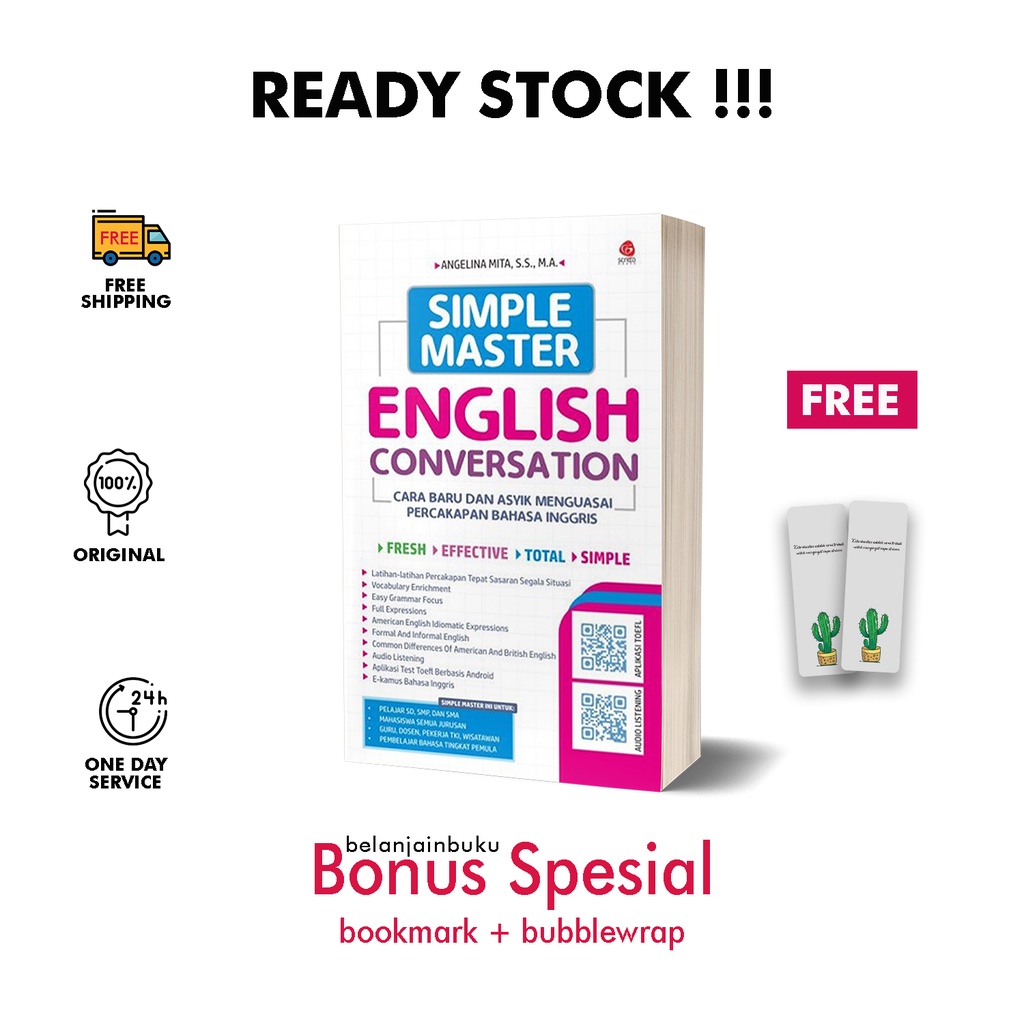 PAKET 3 BUKU SIMPLE MASTER GRAMMAR, CONVERSATION, & CRUCIAL WORDS Belajar Bahasa Inggris English-SM CONVERSATION SAJA