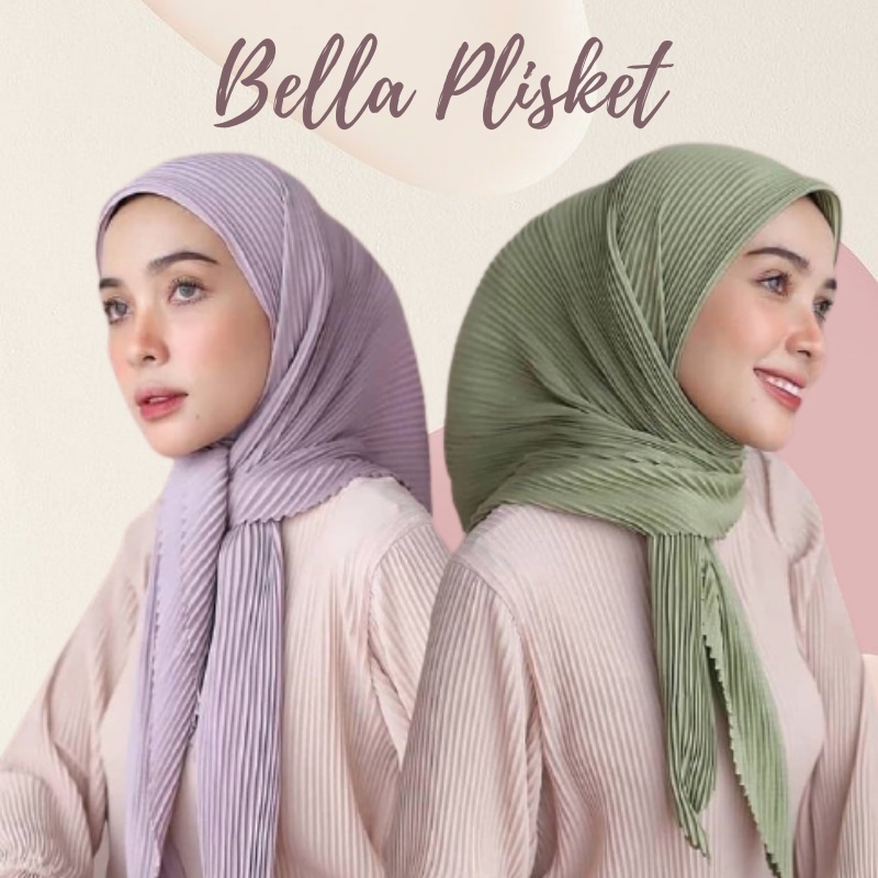 HIJAB SEGIEMPAT PLISKET / KERUDUNG BELLA PLISKET PREMIUM / JILBAB HYUNA SQUARE PLISKET