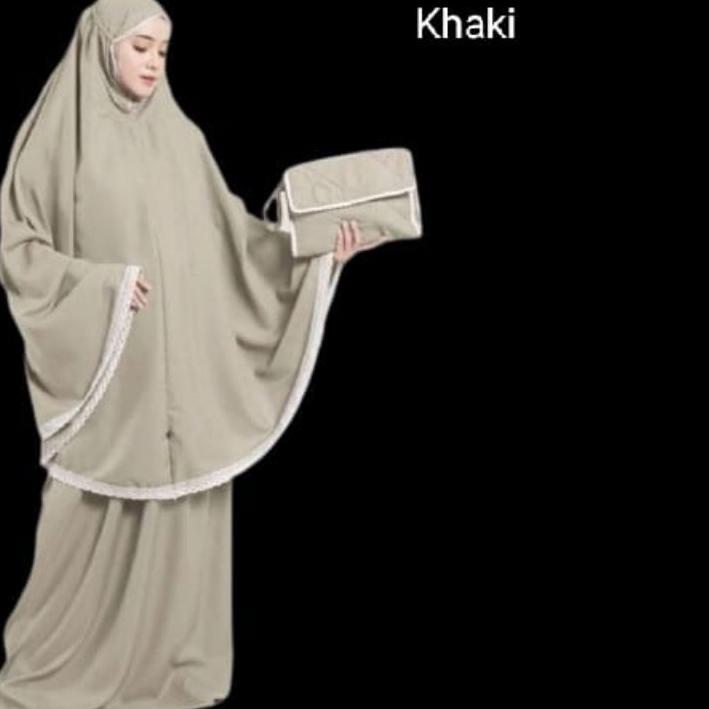 Model baru - Mukena putih polos bahan katun mikro lembut adem size dewasa .,