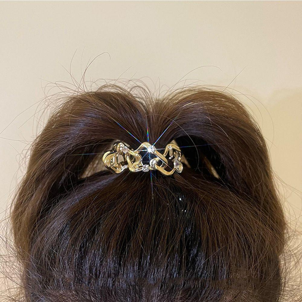 Agustinina Gadis Jepit Rambut Lucu Vintage Geometris Berlian Imitasi Wome Hair Claw Hollow Hair Clip Small Hair Claw