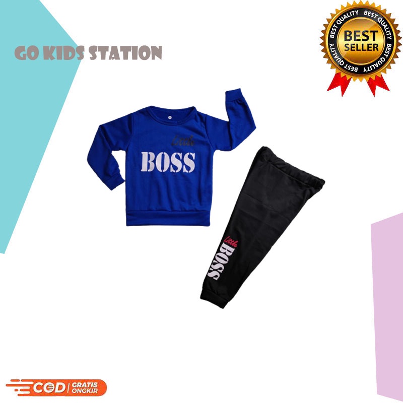 BAYAR DITEMPAT-COD-SET SWEATER LITLLE BOSS-SET SWEATER UNISEX-SET SETELAN SWEATER  ANAK LUCU-GO KIDS