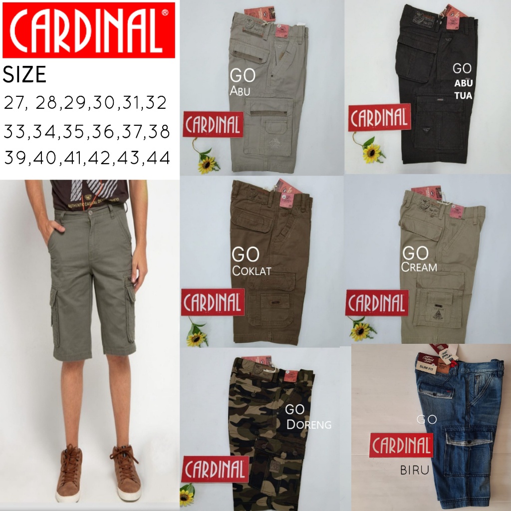 gof Celana Cardinal Cargo Pendek Original (Harga Promosi) Celana Fashion Pria Brand Kekinian