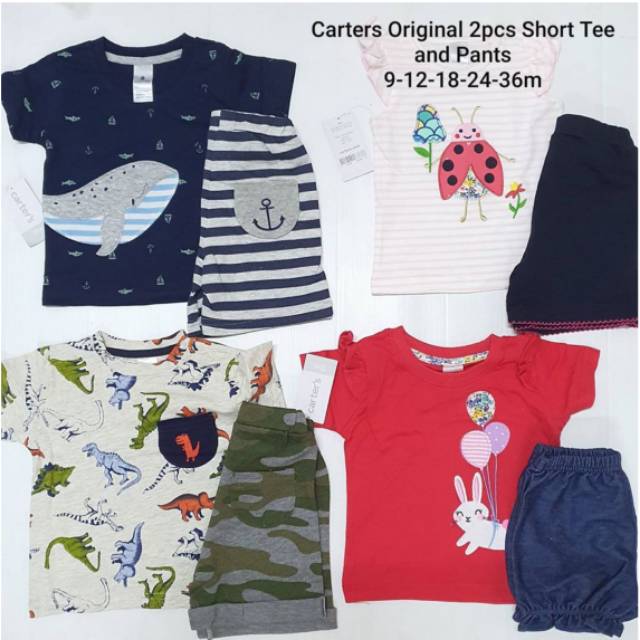 Setelan Bayi Merk Carter's Original Set Celana Pendek dan Kaos Carters Baby