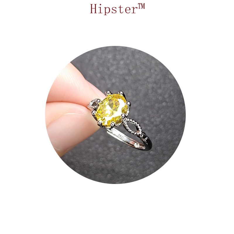 Simple Hot Fashion Trend Oval Citrine Adjustable Ring