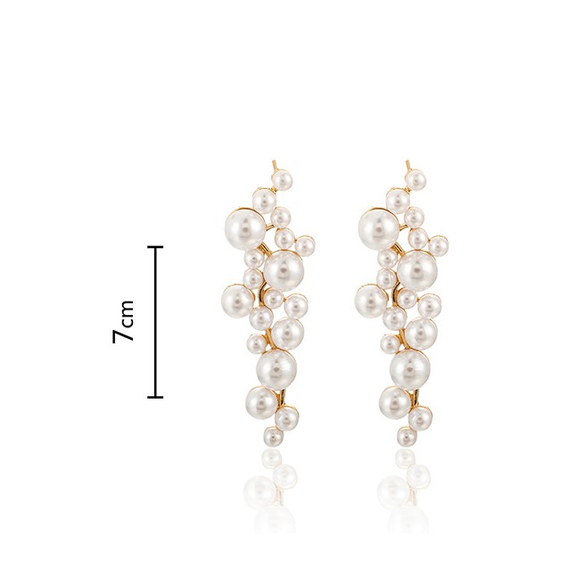 LRC Anting Tusuk Fashion Gold Twisted Alloy Size Pearl Stud Earrings D09322