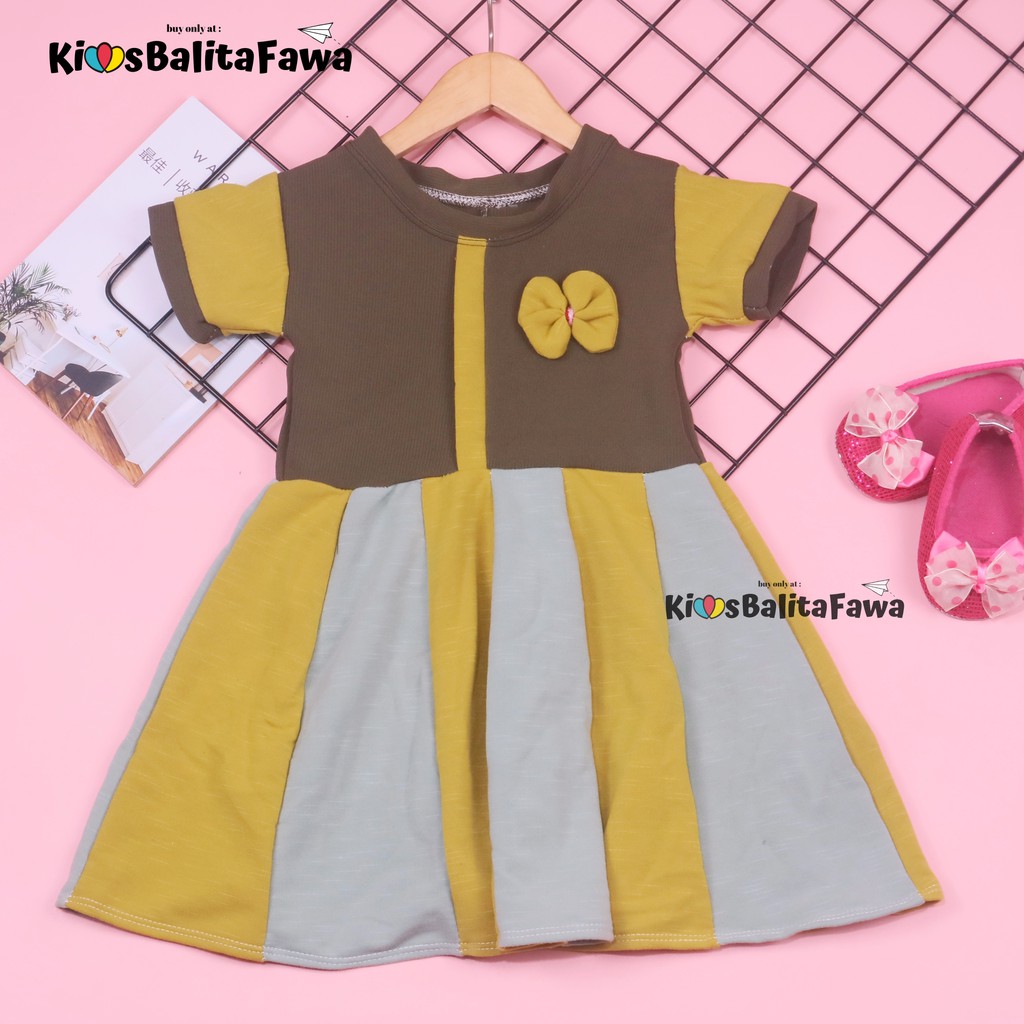 Dress Maudy uk 1-2 Tahun / Dres Balita Cewek Baju Anak Perempuan Harian Gaun Pesta Murah