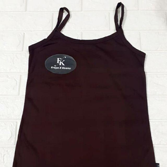 FREYA | Tanktop Wanita Katun /Tanktop tali kecil/Tanktop Wanita impor /Tanktop tali/Kaos dalam-Coklat tua