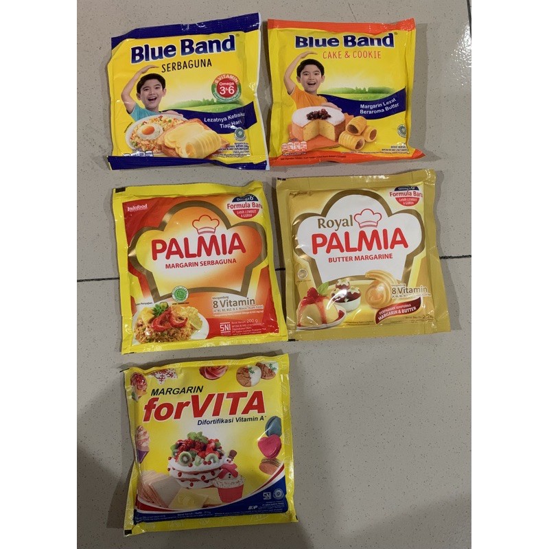 

BLUEBAND FORVITA PALMIA ROYAL PALMIA Margarin Serbaguna Blue Band Cake & and Cookie Butter Margarin Palmia Serba guna For vita Mentega Kemasan Sachet 200gr