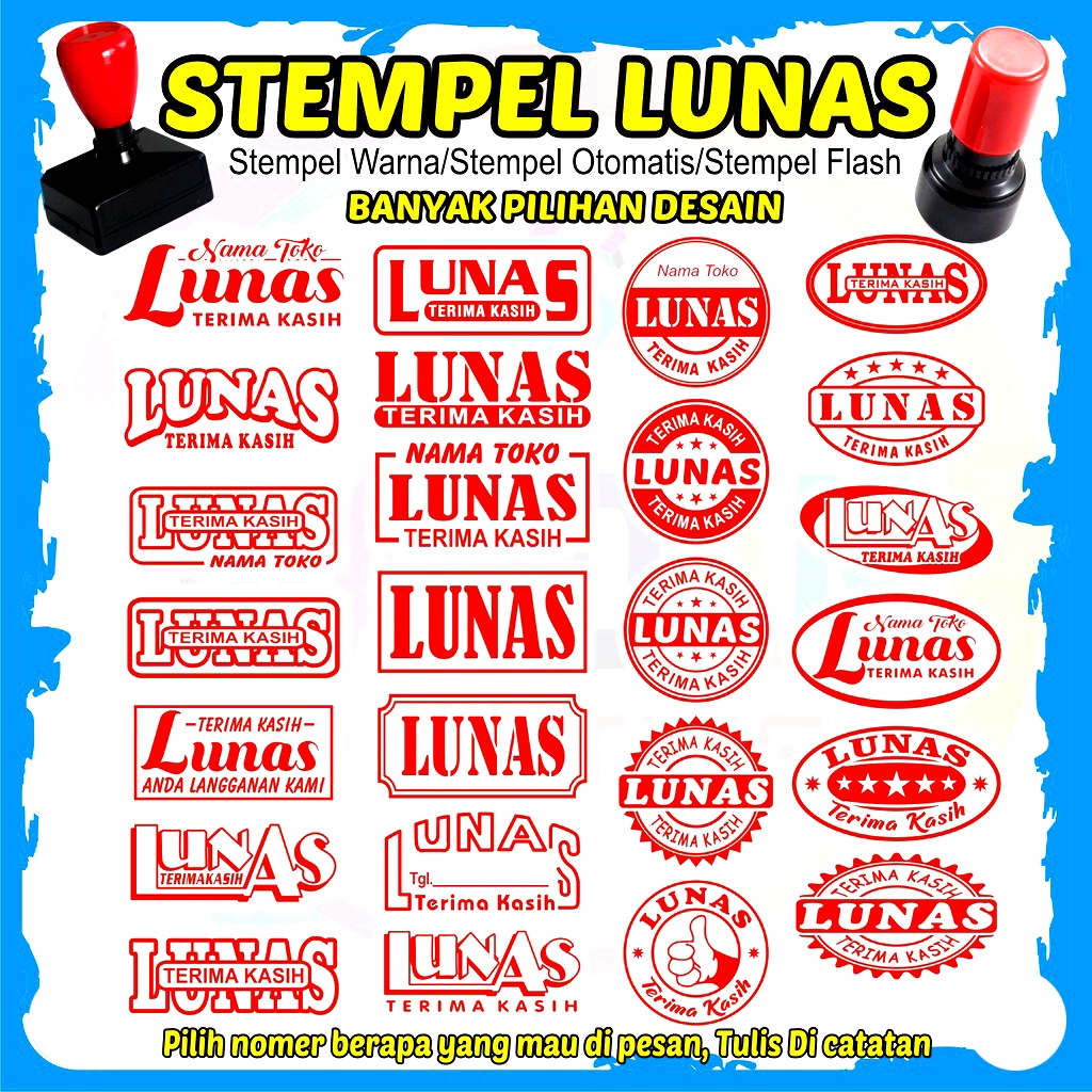 

Stempel Lunas Otomatis Desain Custom 1 Warna